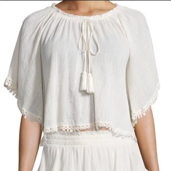 LoveShackFancy Cream Gauze Peasant Top XS - Picture 1 of 8